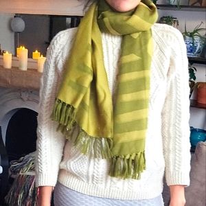Wool patterned two tone long scarf / shawl